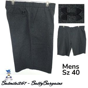 Under Armour Match Play Vented Golf Shorts Blk Gray Heather No Slip Band Mens 40